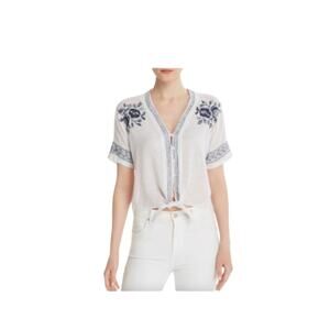 Rails Linen Women's Floral Embroidered Top SZ Small Boho